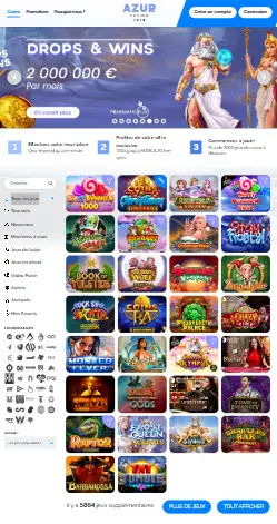 l'application et interface AZUR CASINO